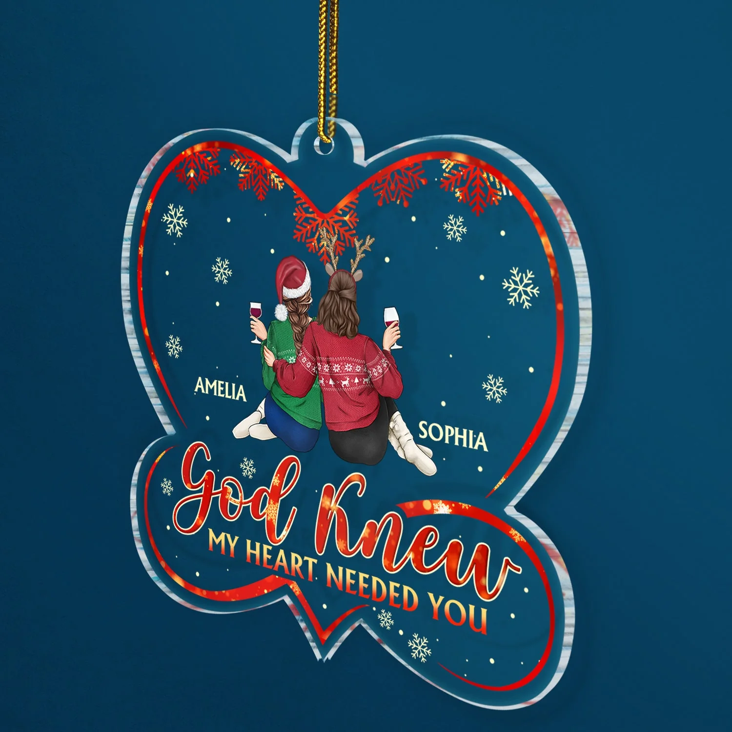God Knew My Heart Needed You - Christmas Gift For Couples, Husband, Wife - Personalized Custom Shaped Acrylic Ornament - Image 2