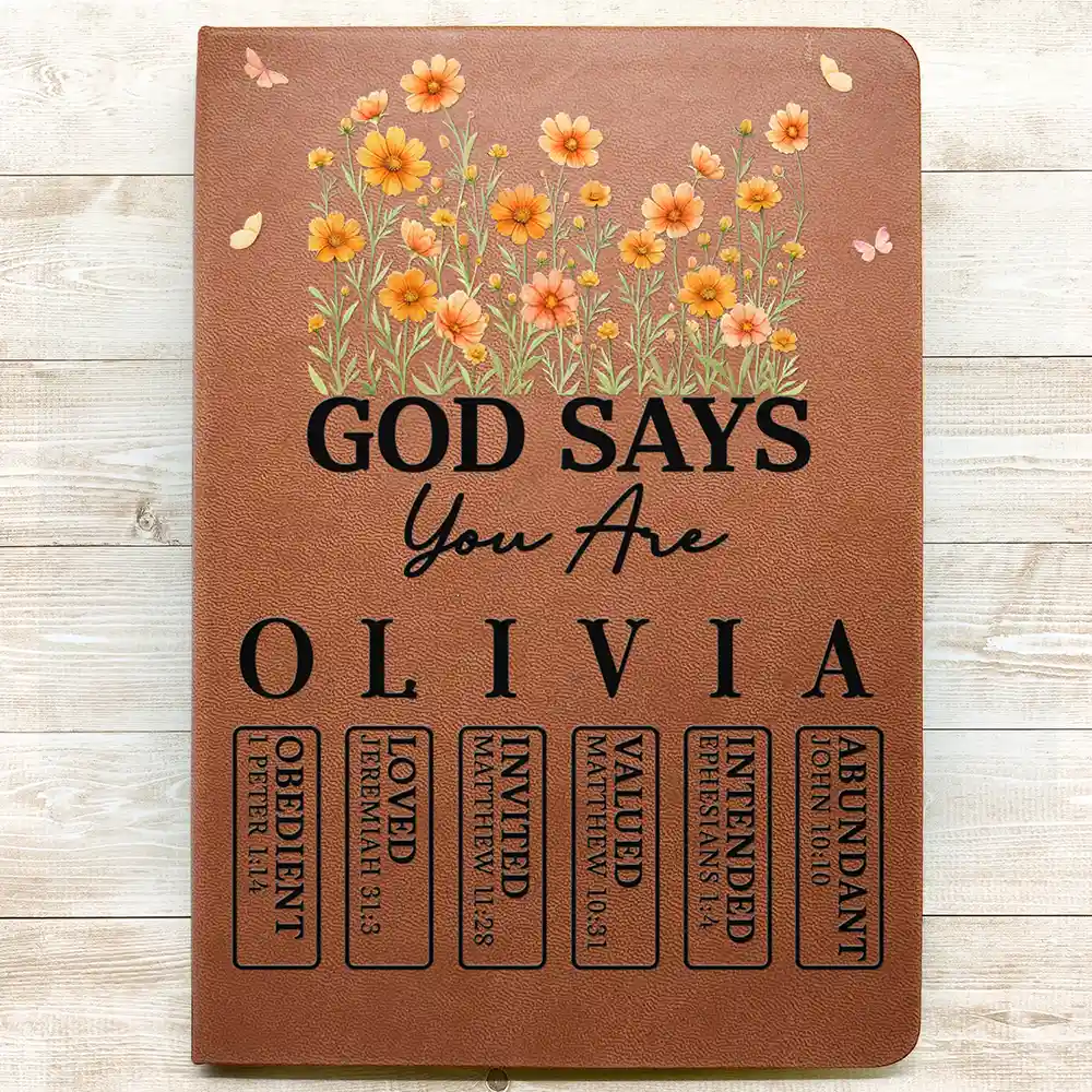 God Say You Are Spring Flowers - Personalized Leather Journal - Image 3