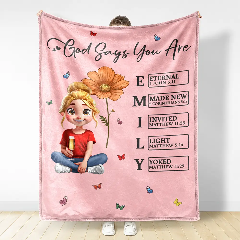 God Says I Am Bible Blanket - Personalized Fleece Blanket, Sherpa Blanket - Image 3