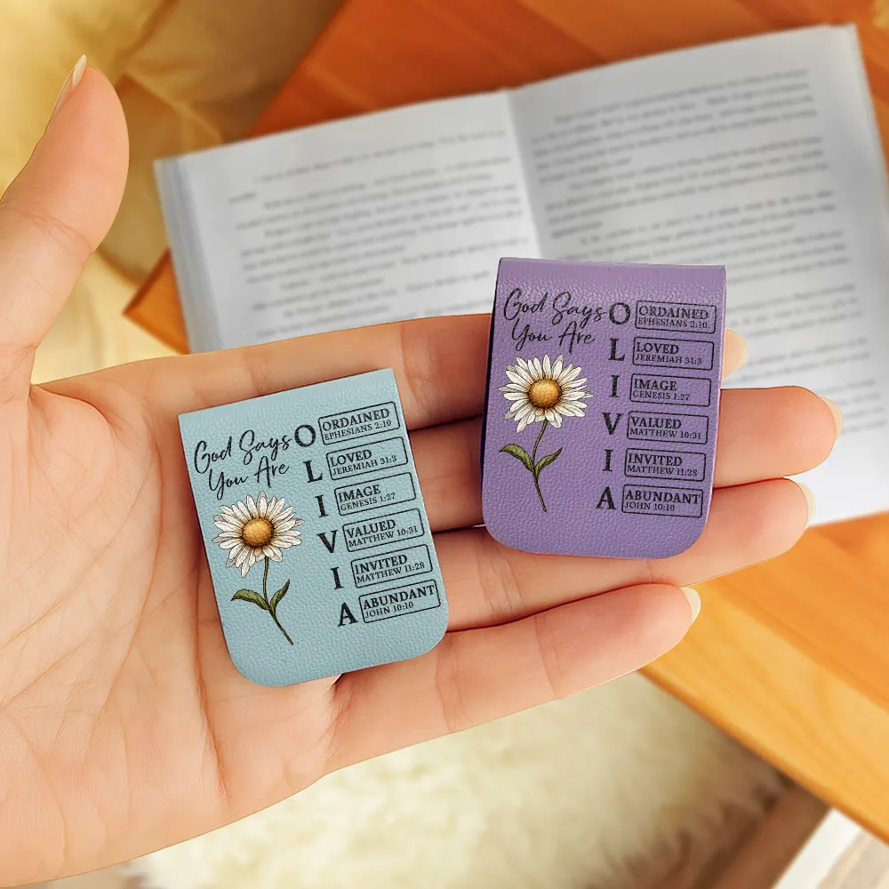 God Says I Am Bible Bookmark - Personalized Leather Magnetic Bookmark - Image 3