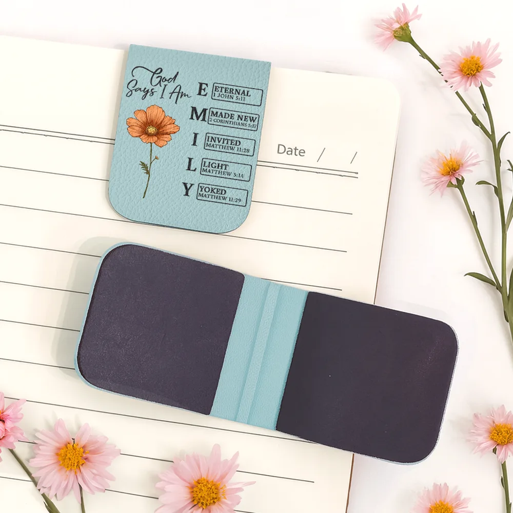 God Says I Am Bible Bookmark - Personalized Leather Magnetic Bookmark - Image 5