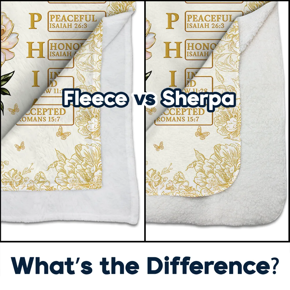 God Says I Am Birth Flower 3D Effect Name Letter In Bible - Personalized Fleece Blanket, Sherpa Blanket - Image 4