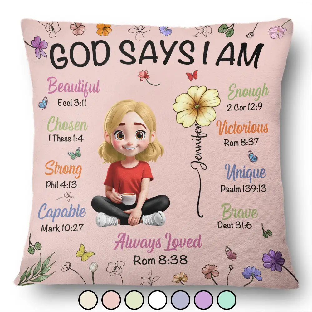 God Says I Am Birth Month Flower - Personalized Pillow