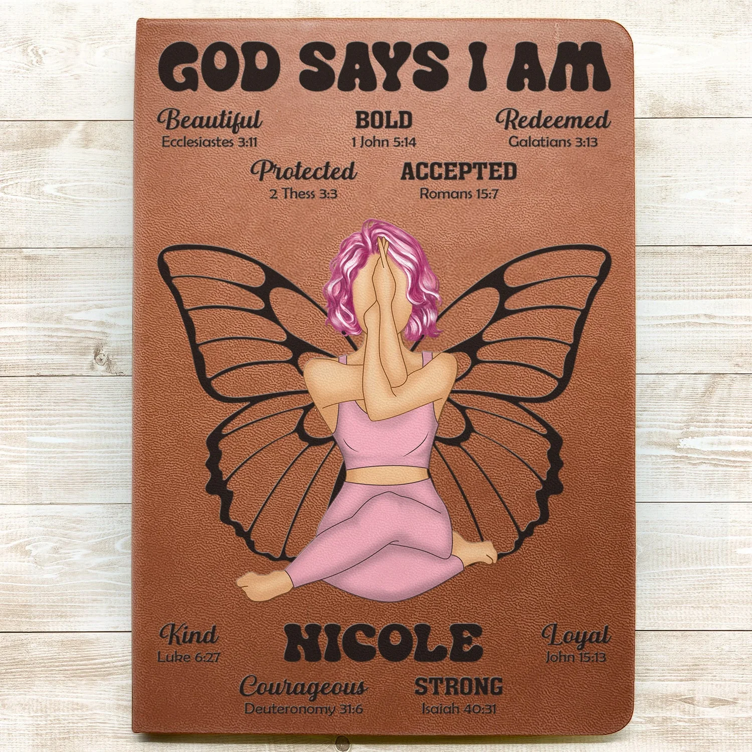 God Says I Am - Gift For Women, Gift For Yourself - Personalized Leather Journal - Image 3