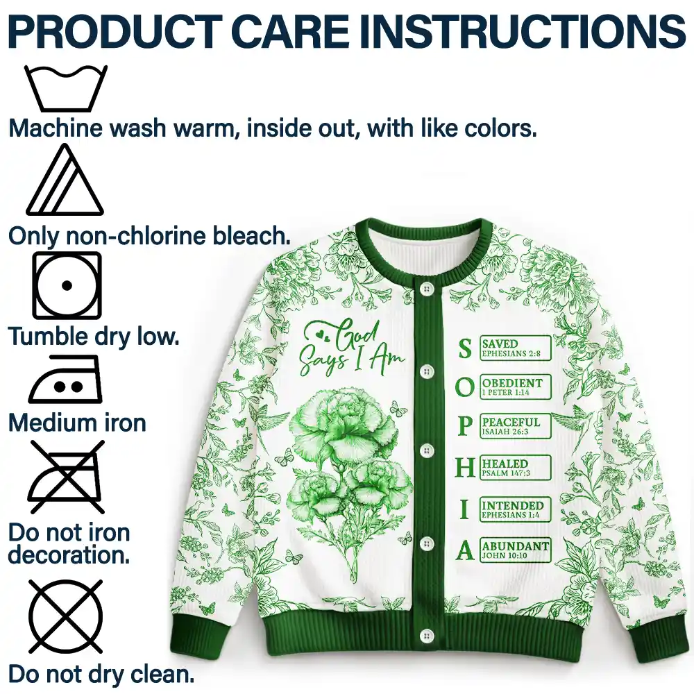 God Says I Am Toile De Jouy Flower - Personalized Cardigan - Image 6