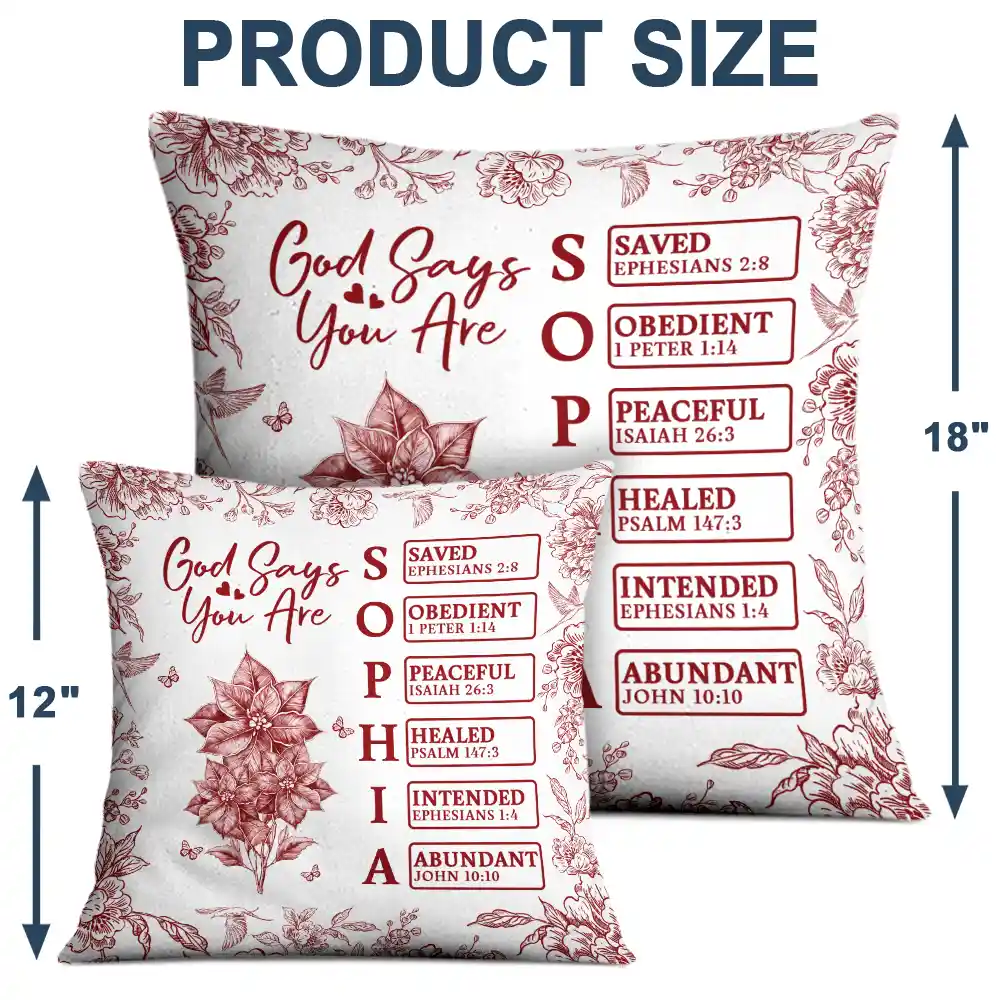 God Says I Am Toile De Jouy Flower - Personalized Pillow - Image 4