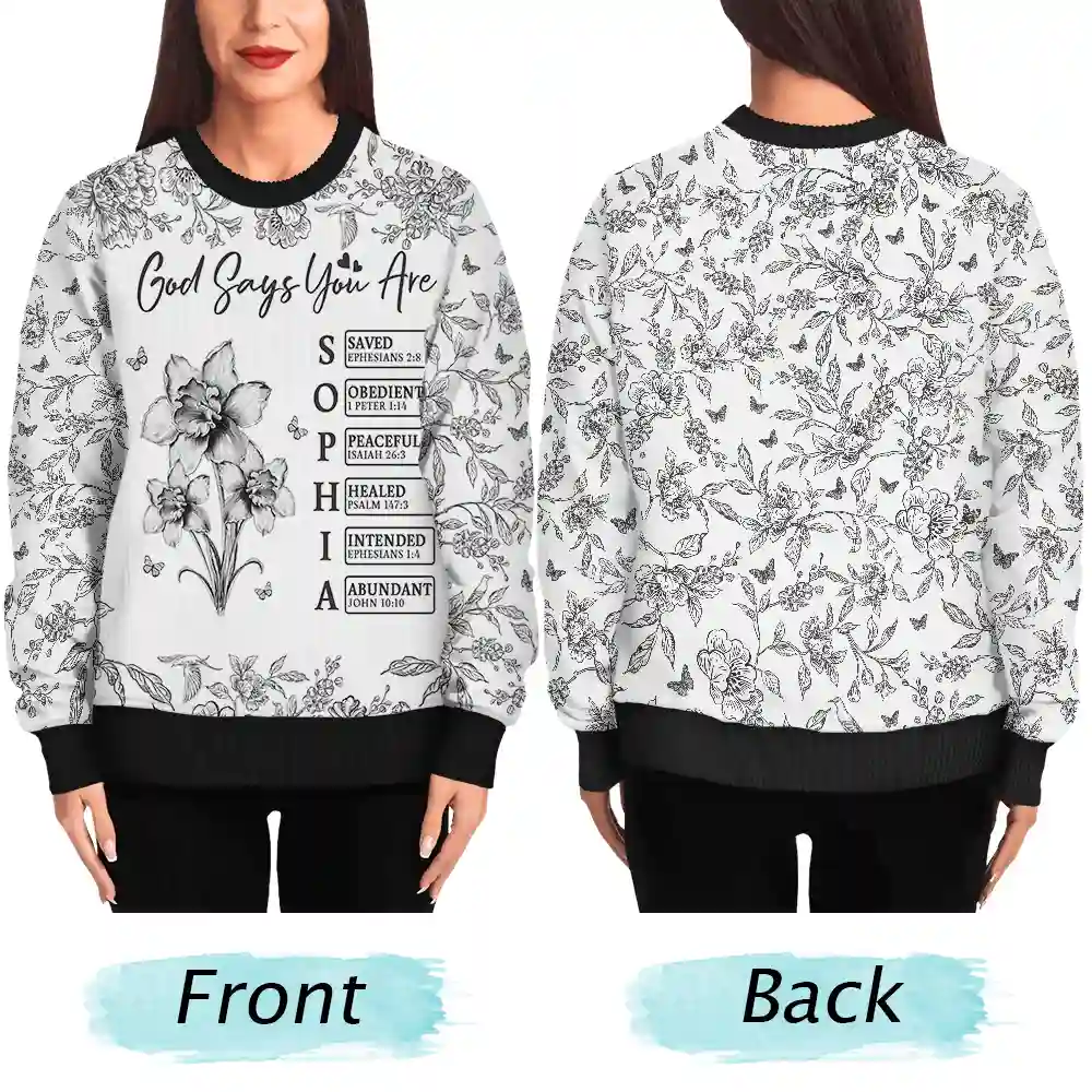 God Says I Am Toile De Jouy Flower - Personalized Unisex Ugly Sweater - Image 5