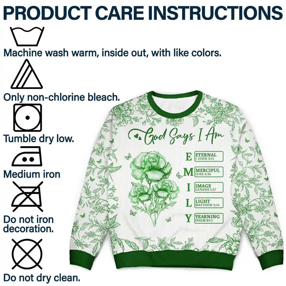 God Says I Am Toile De Jouy Flower - Personalized Unisex Ugly Sweater - Image 7