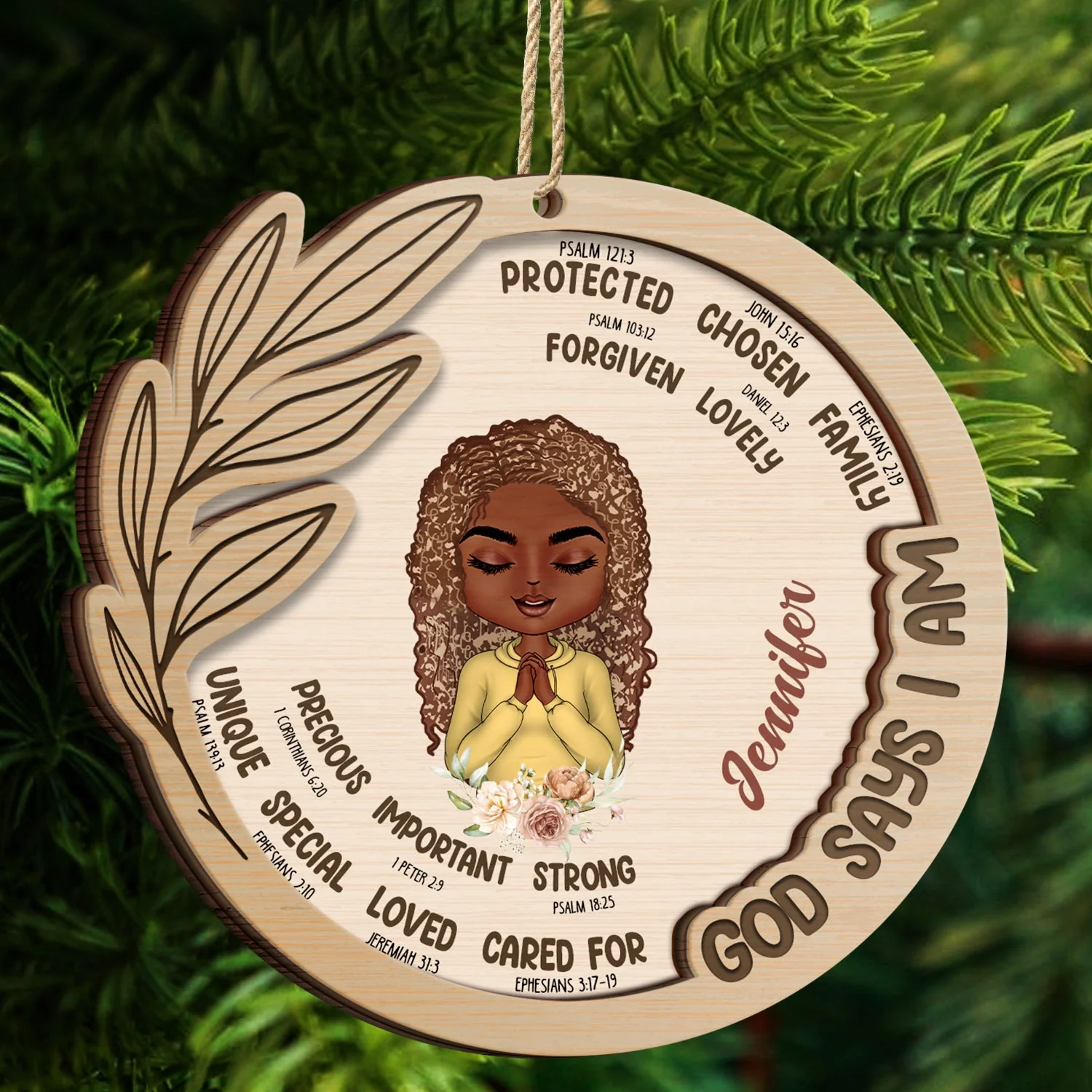 God Says That I Am - Christmas Gift For Women - Personalized 2-Layered Wooden Ornament - Image 4