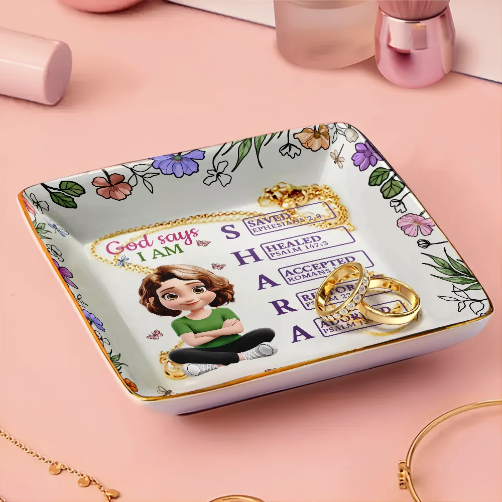 God Says You Are 3D Effect Woman - Personalized Ring Dish - Image 3