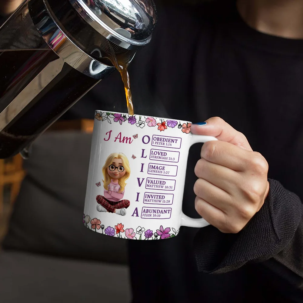 God Says You Are 3D Effect Woman - Personalized White Edge-to-Edge Mug - Image 4