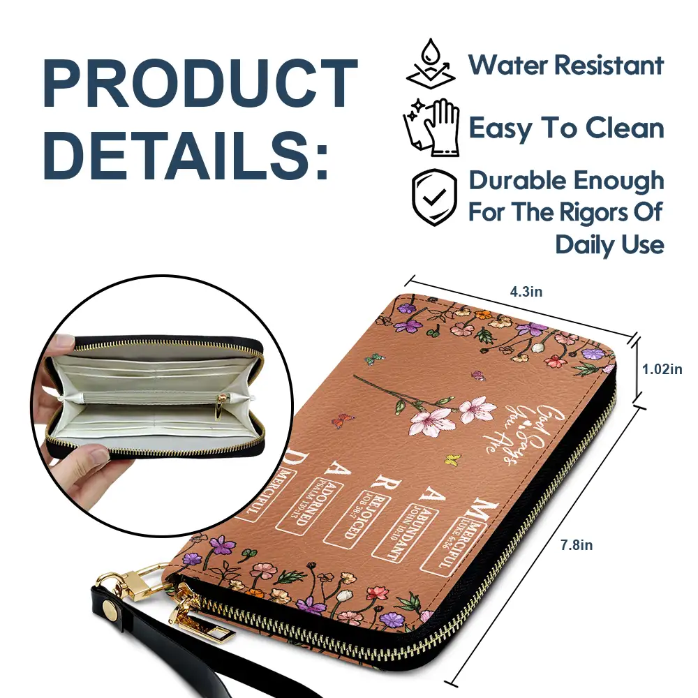 God Says You Are Birth Month Flower - Personalized Leather Long Wallet - Image 6