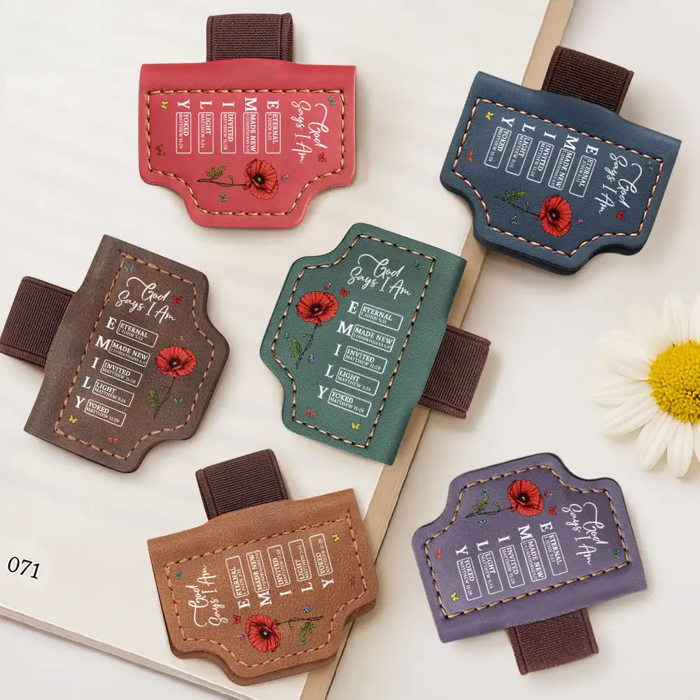 God Says You Are Birth Month Flower - Personalized Magnetic Leather Pen Clip - Image 2