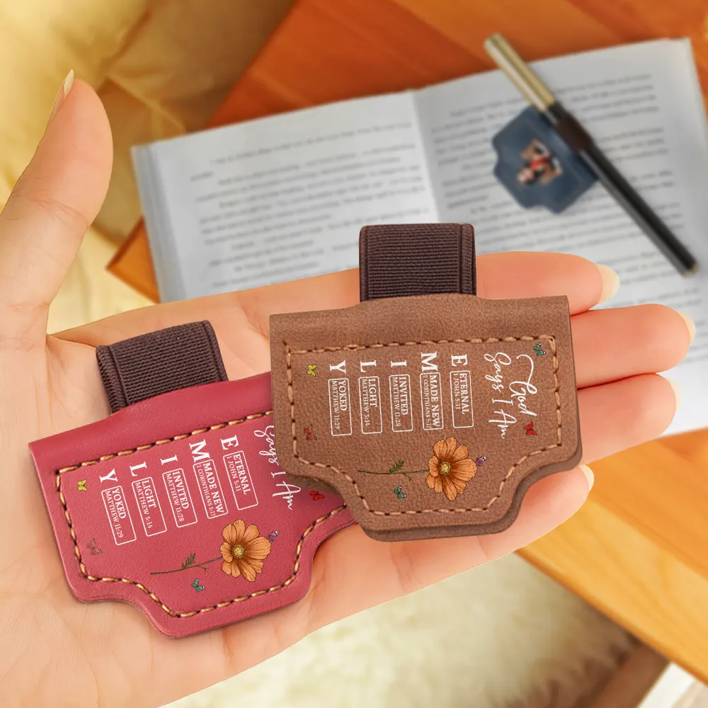 God Says You Are Birth Month Flower - Personalized Magnetic Leather Pen Clip - Image 3