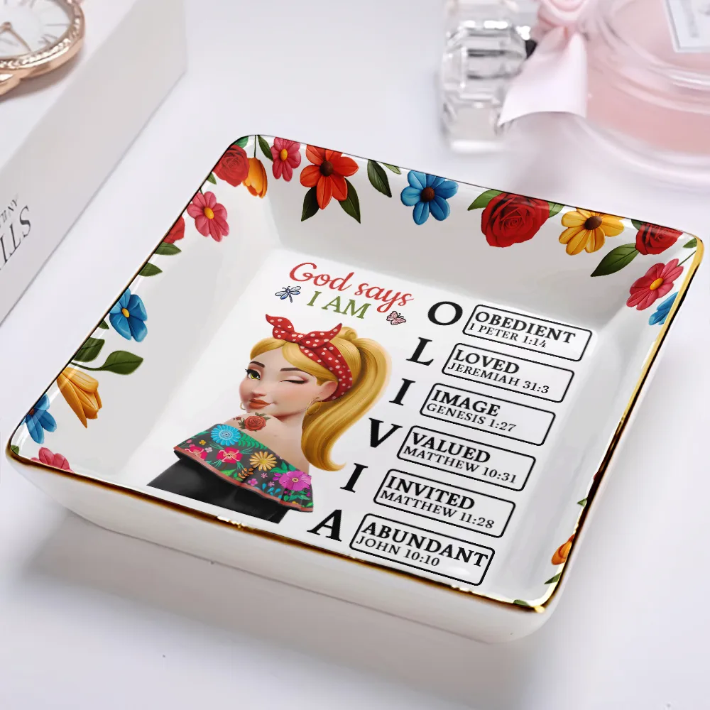 God Says You Are Hispanic Woman Latina Mexican - Personalized Ring Dish - Image 2