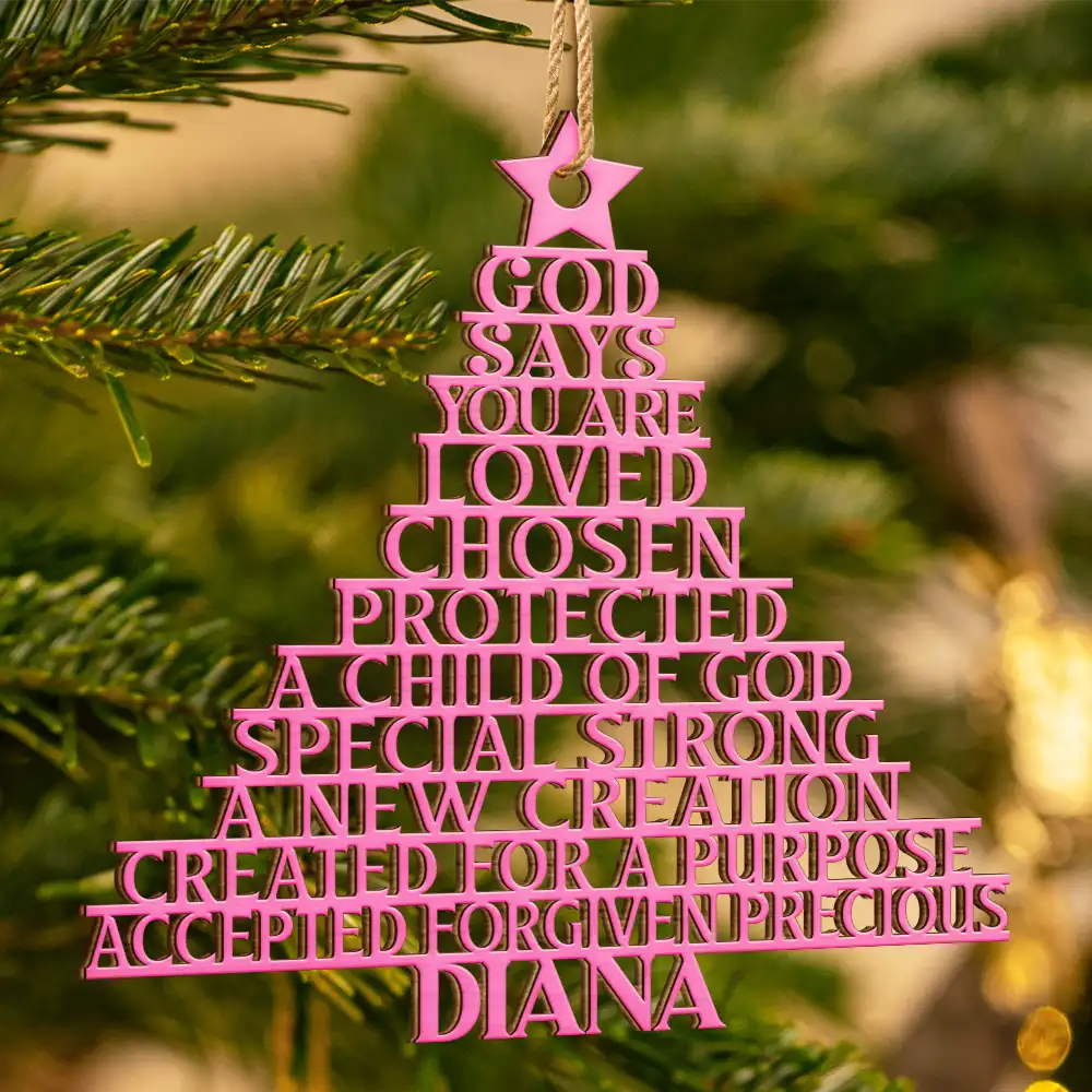 God Says You Are Loved Chosen - Personalized Custom Shaped Wooden Ornament - Image 3