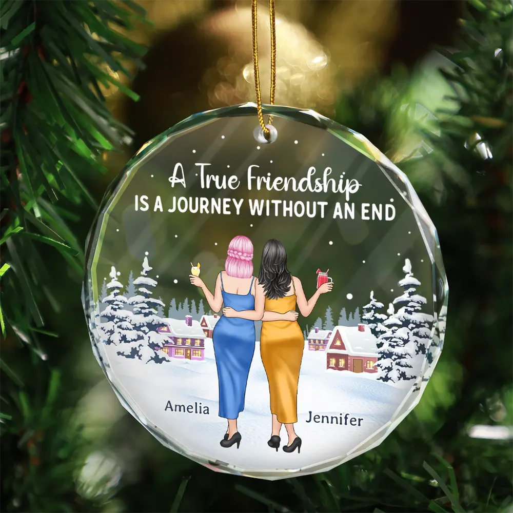 God's Way Of Making Sure We Never Walk Alone - Personalized Circle Glass Ornament - Image 3