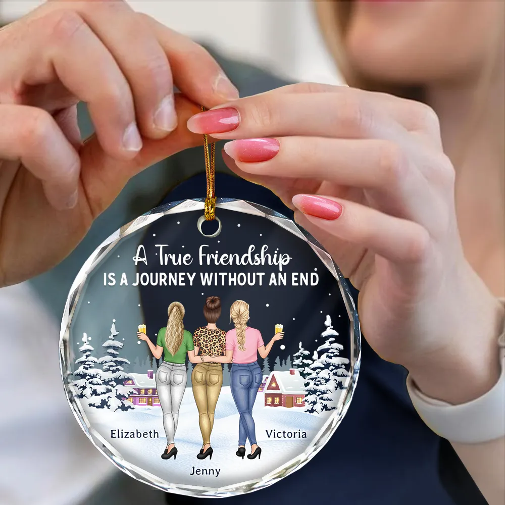 God's Way Of Making Sure We Never Walk Alone - Personalized Circle Glass Ornament - Image 4