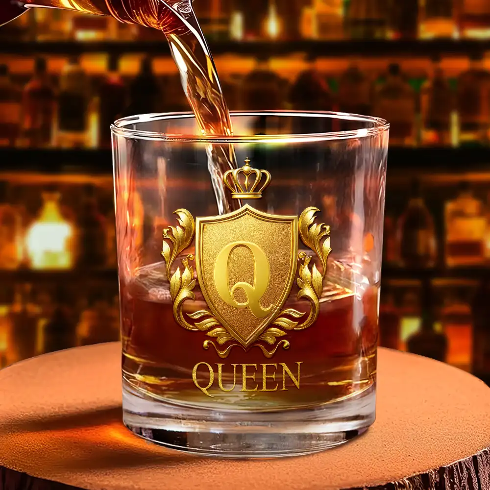 Golden Silver 3D Effect Letter With Name - Personalized Whiskey Glass - Image 4
