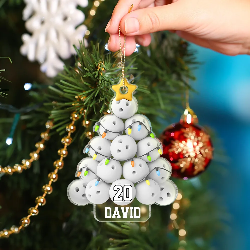Golf Ball Christmas Tree - Personalized Custom Shaped Acrylic Ornament - Image 4