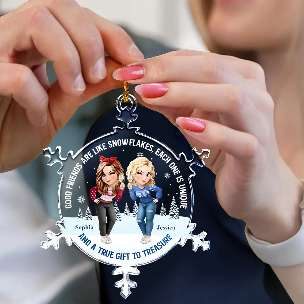 Good Friends Are Like Snowflakes - Personalized Snowflakes Shaped Glass Ornament - Image 4