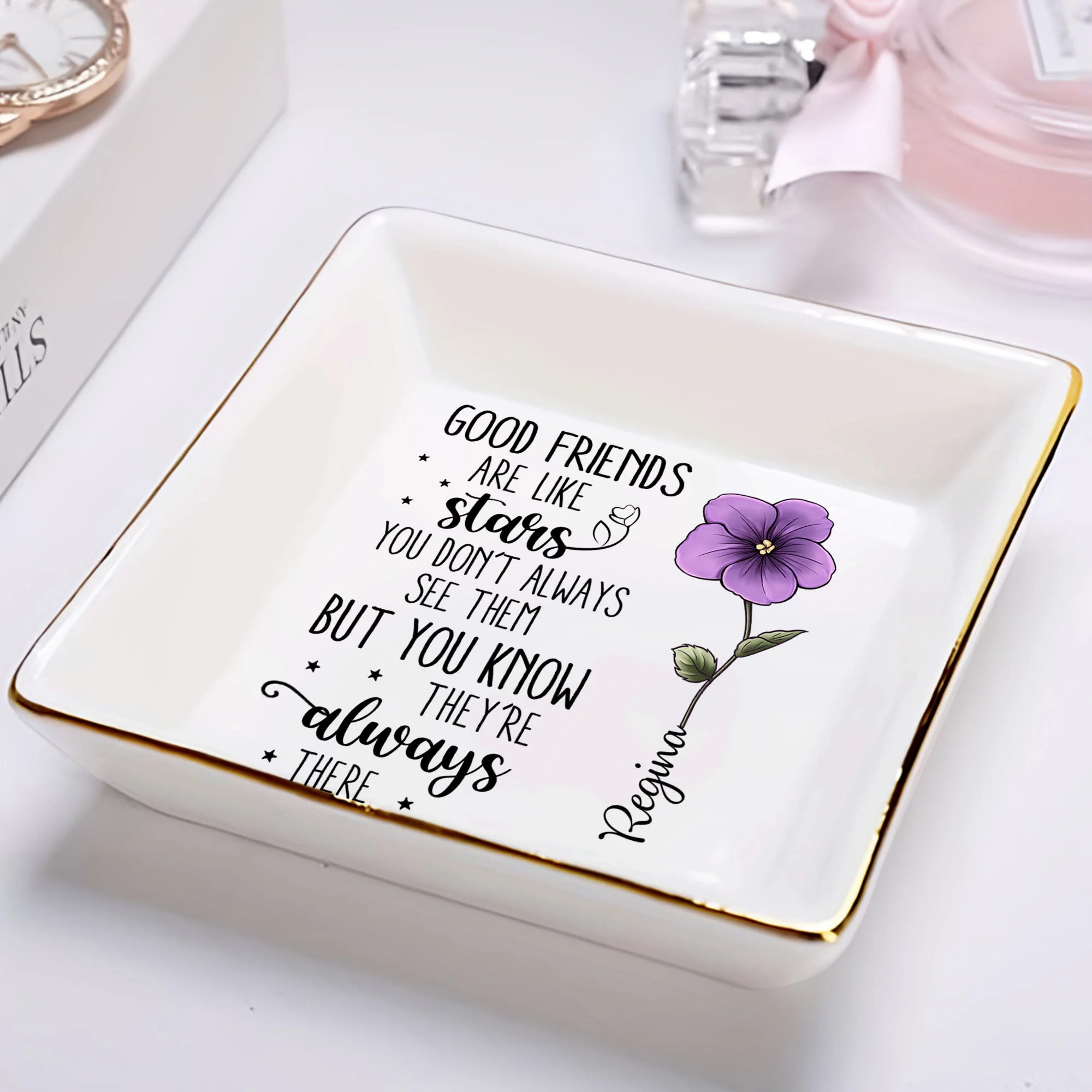 Good Friends Are Like Star - Personalized Ring Dish - Image 2