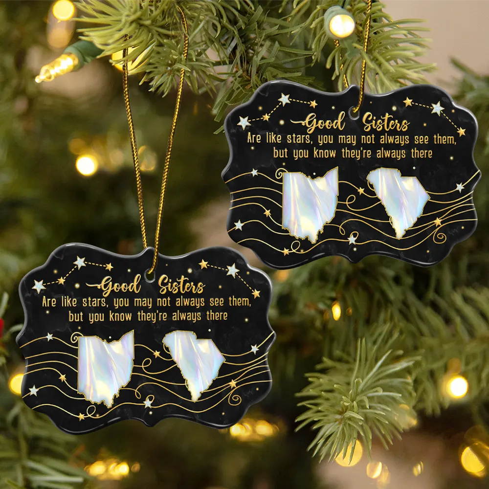Good Friends Are Like Stars 3D Nacre Effect - Personalized Medallion Ceramic Ornament - Image 2