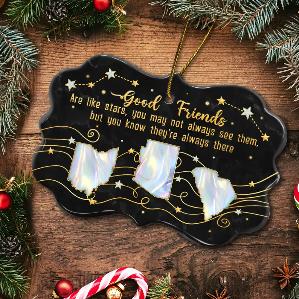 Good Friends Are Like Stars 3D Nacre Effect - Personalized Medallion Ceramic Ornament - Image 5