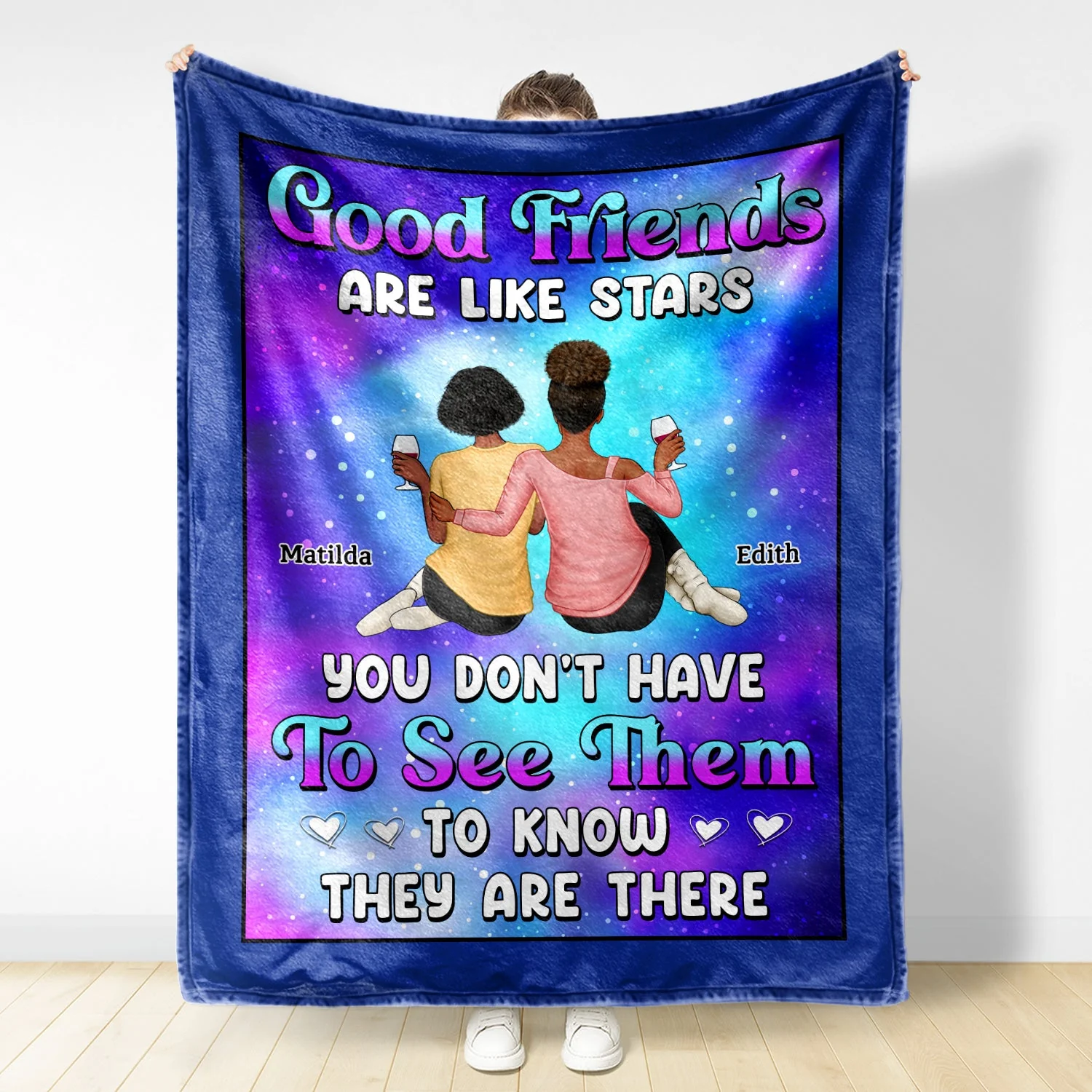 Good Friends Are Like Stars - Loving Gifts For Besties, Best Friends - Personalized Fleece Blanket - Image 2