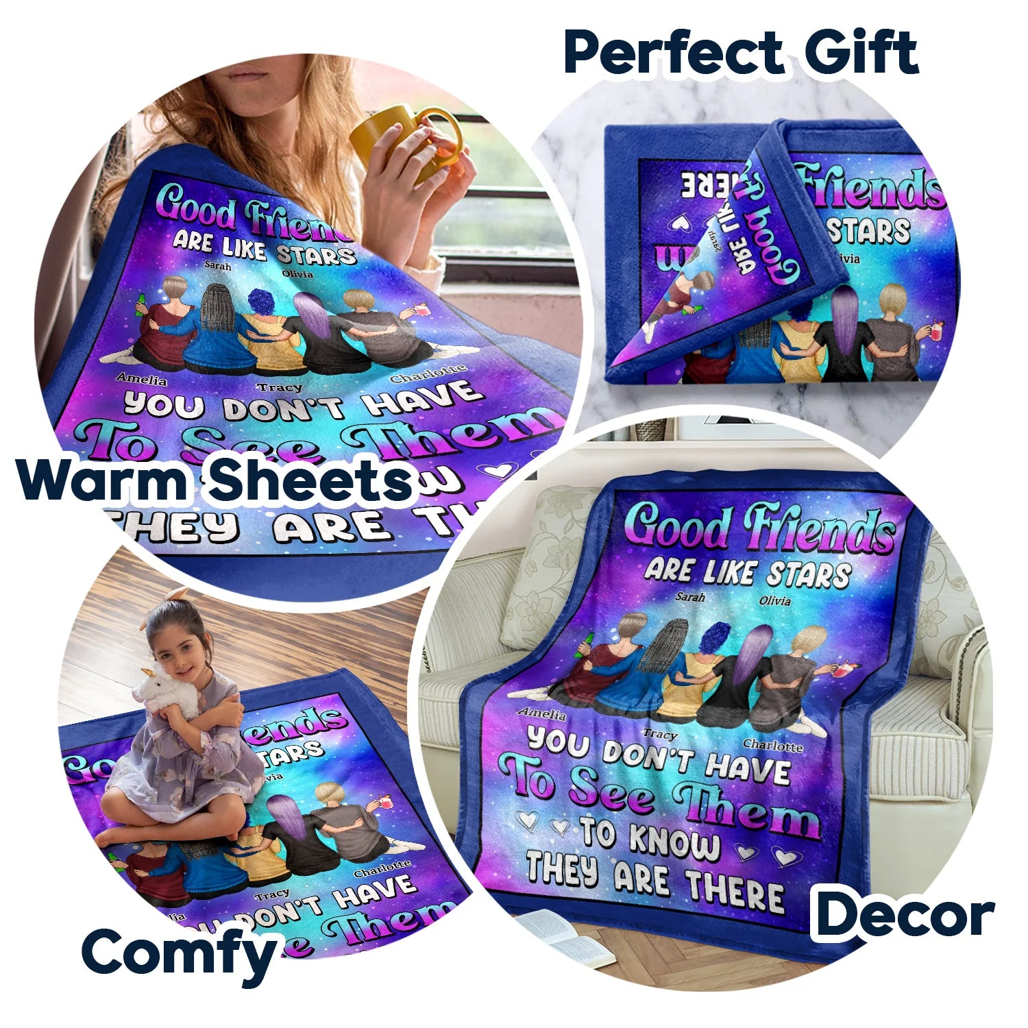 Good Friends Are Like Stars - Loving Gifts For Besties, Best Friends - Personalized Fleece Blanket - Image 5