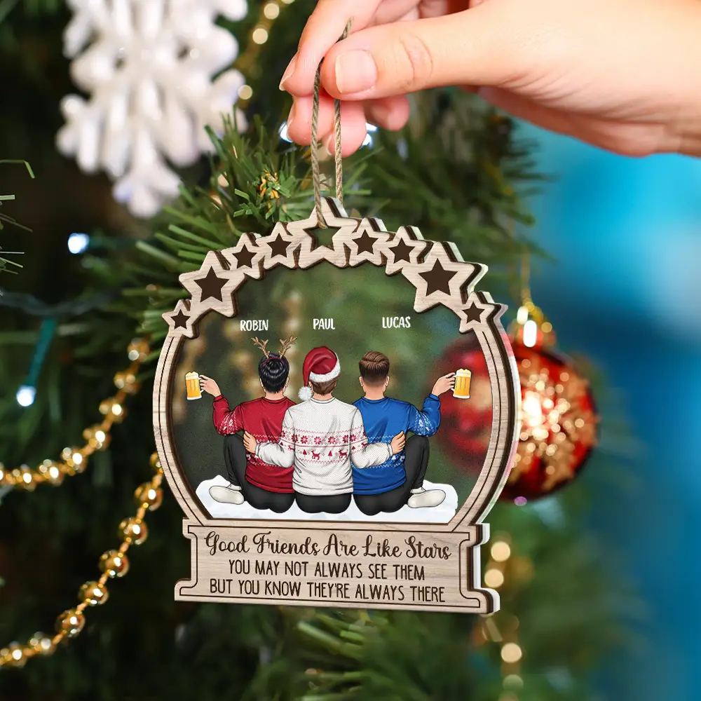 Good Friends Are Like Stars - Personalized 2-Layered Mix Ornament - Image 4