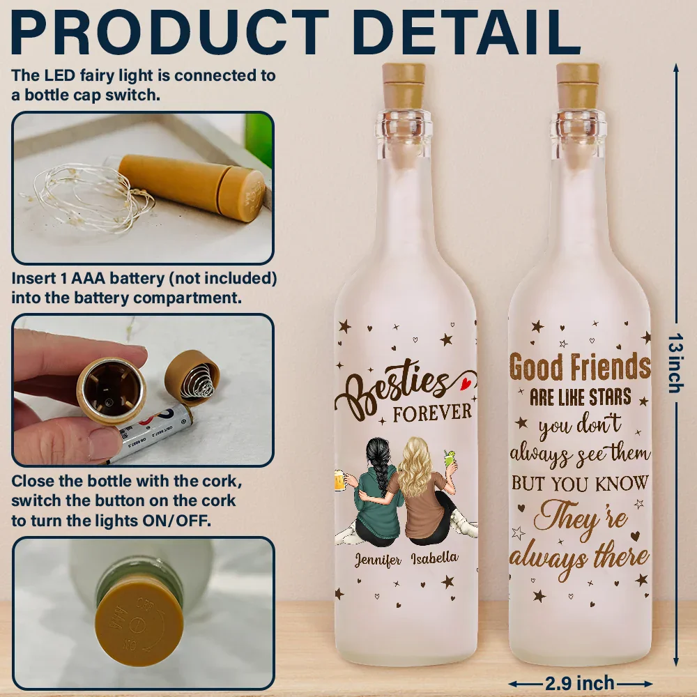 Good Friends Are Like Stars - Personalized Bottle Light - Image 4