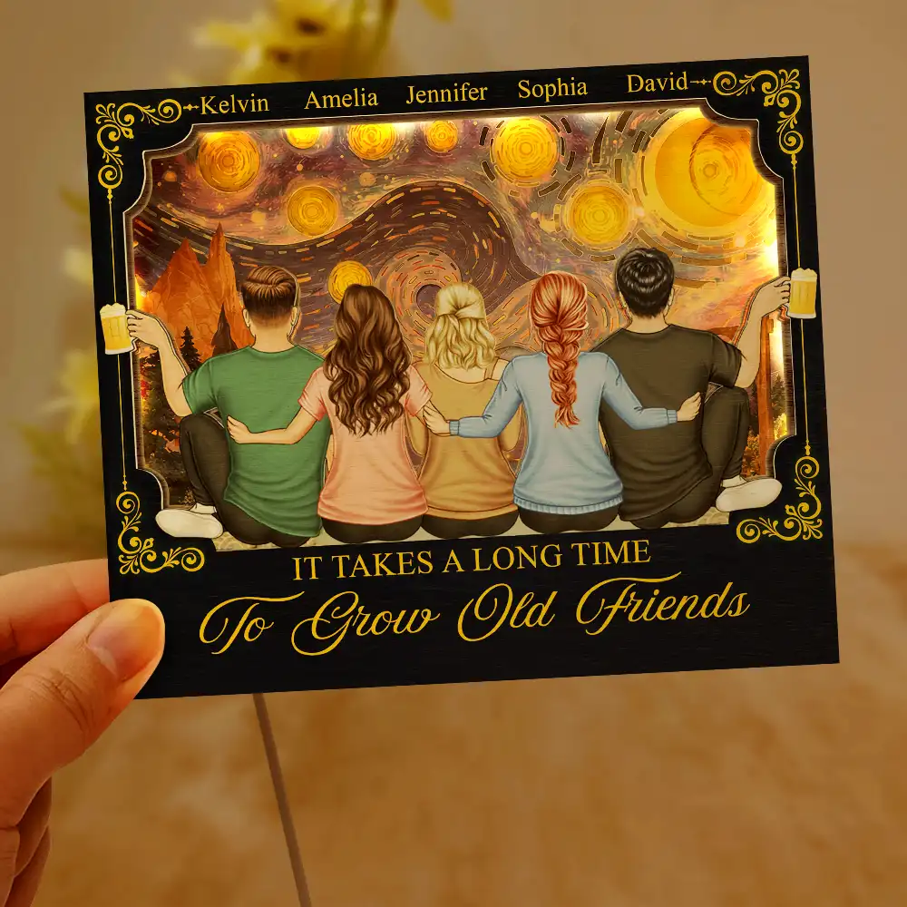Good Friends Are Like Stars - Personalized LED Light Wooden Plaque - Image 6