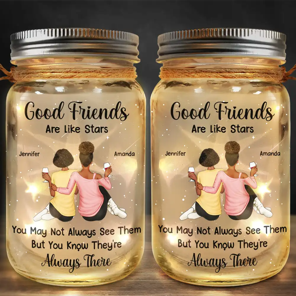 Good Friends Are Like Stars - Personalized Mason Jar Light - Image 2