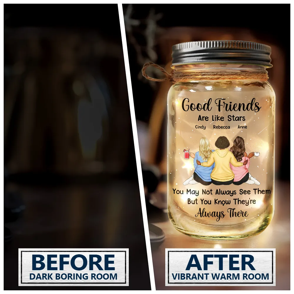 Good Friends Are Like Stars - Personalized Mason Jar Light - Image 4