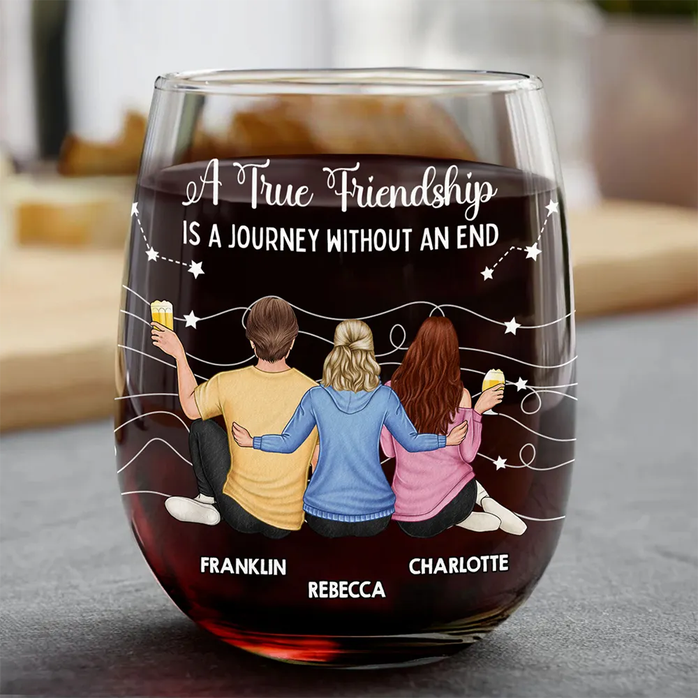 Good Friends Are Like Stars - Personalized Stemless Wine Glass - Image 2