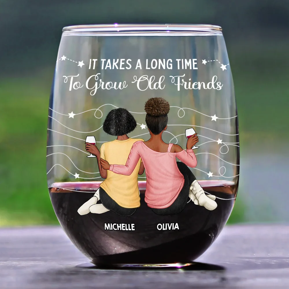 Good Friends Are Like Stars - Personalized Stemless Wine Glass - Image 3
