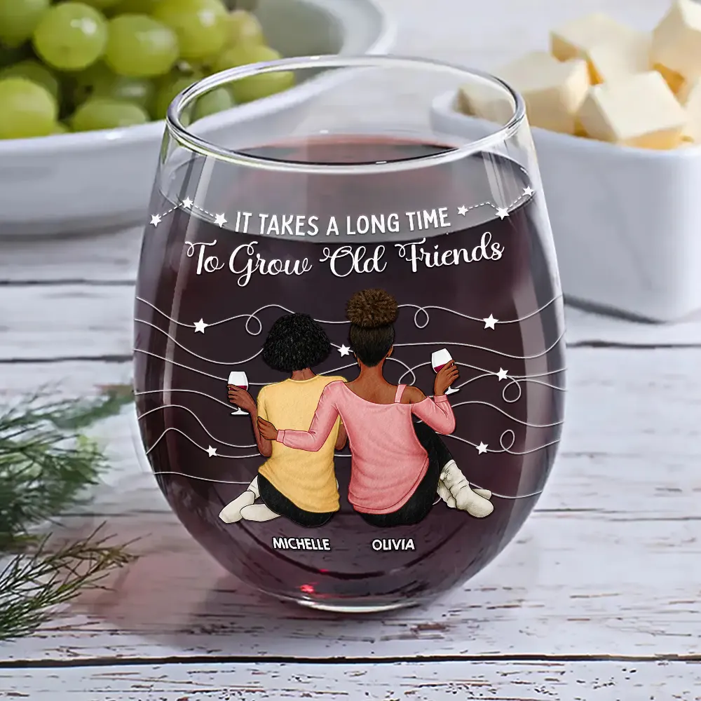 Good Friends Are Like Stars - Personalized Stemless Wine Glass - Image 7