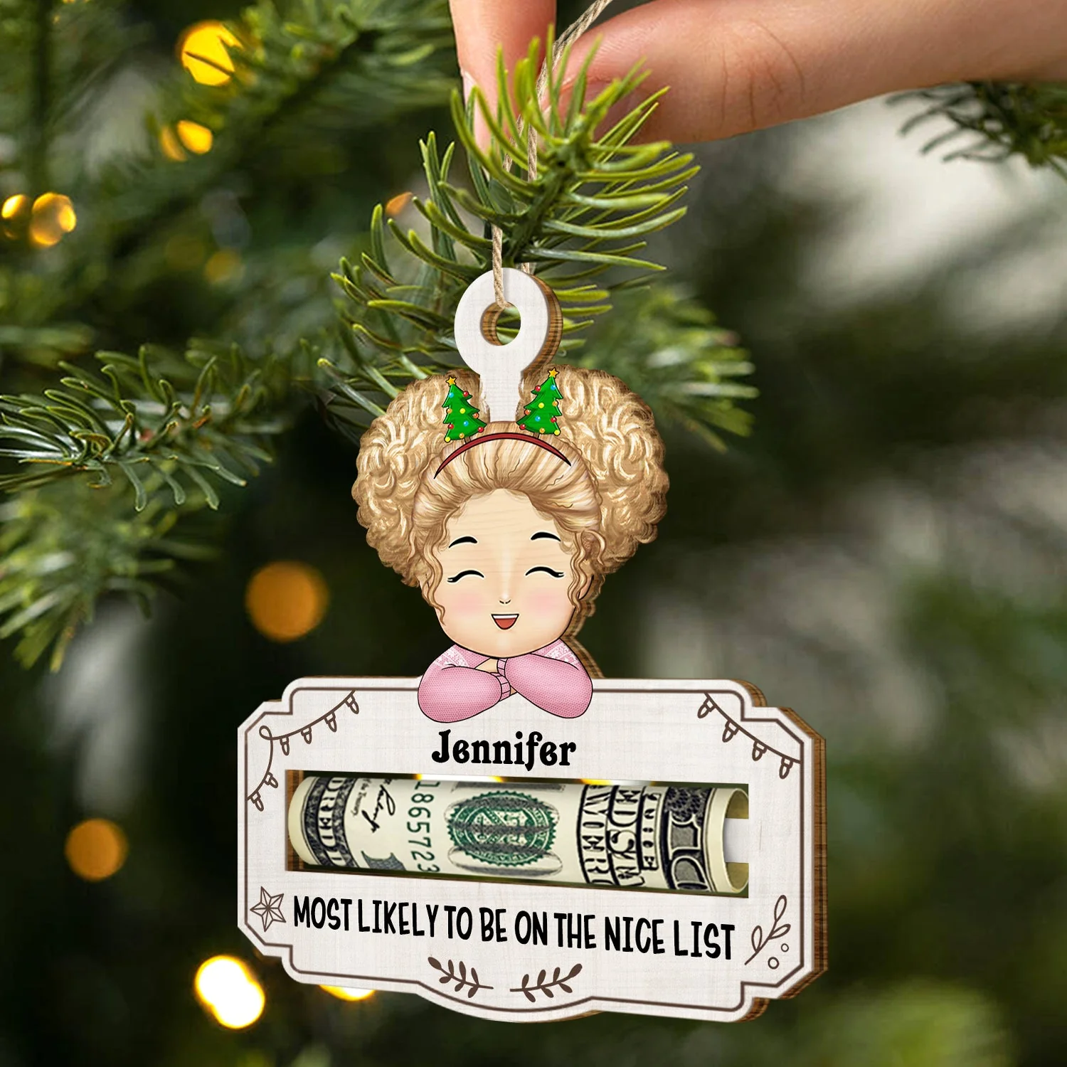 Good Mix Of Both - Christmas Gift For Kids - Personalized Wooden Cutout Ornament, Money Holder Ornament - Image 2