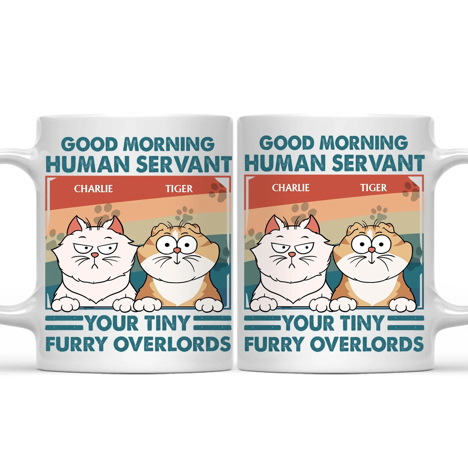 Good Morning Human Servant - Gift For Cat Lovers, Cat Mom, Cat Dad - Personalized Mug