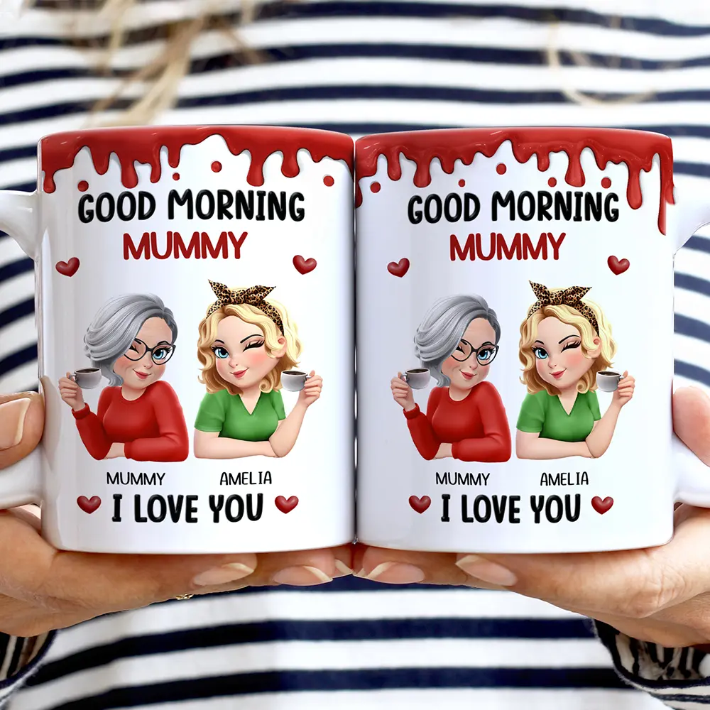 Good Morning Mom I Love You - Personalized White Edge-to-Edge Mug - Image 2