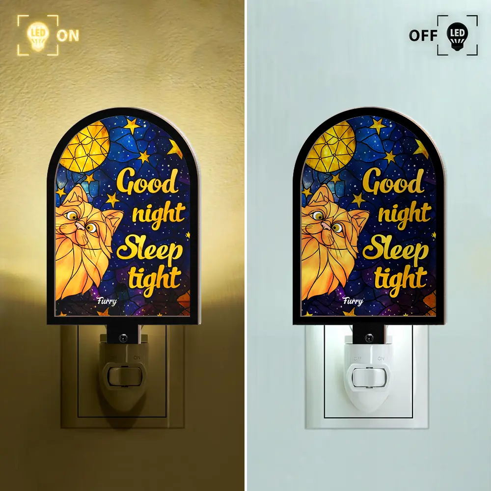 Good Night Sleep Tight Peeking Cat - Personalized Plug-in Night Light - Image 2