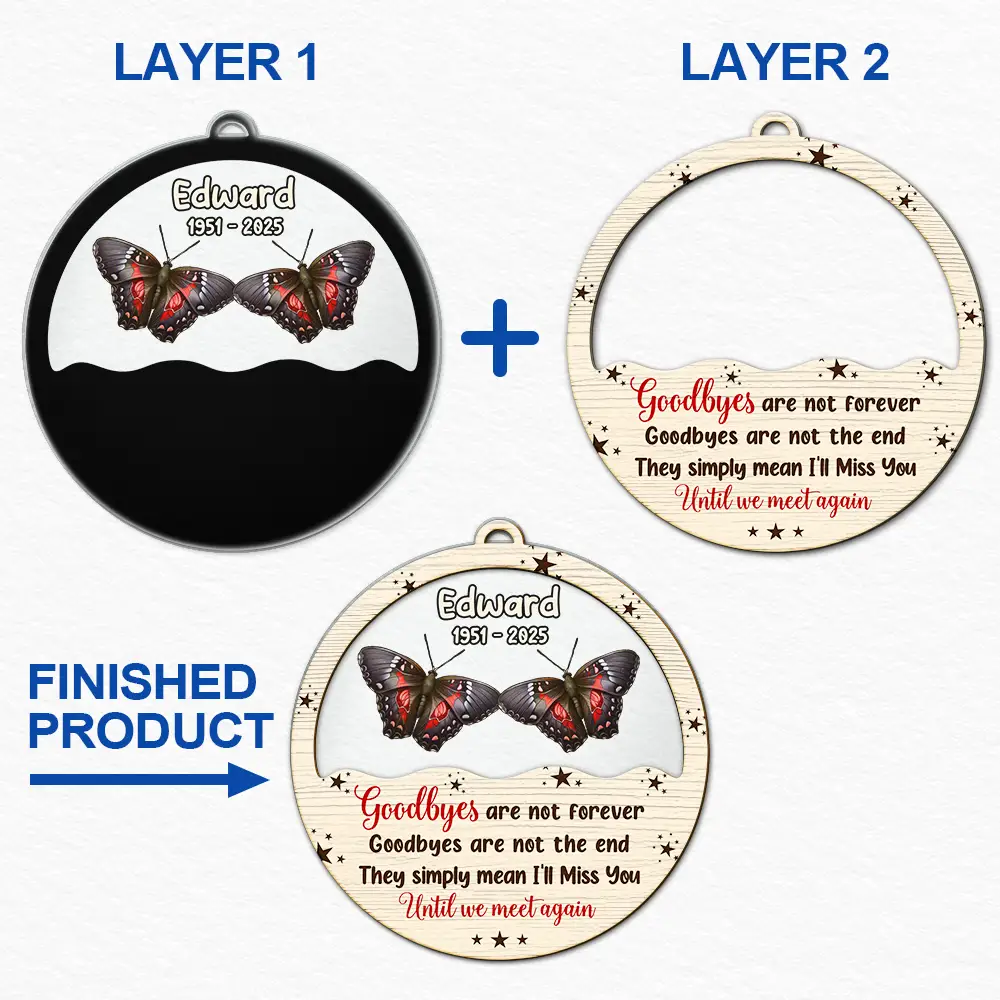Goodbyes Are Not Forever Butterfly Birth Month - Personalized 2-Layered Mix Ornament - Image 6