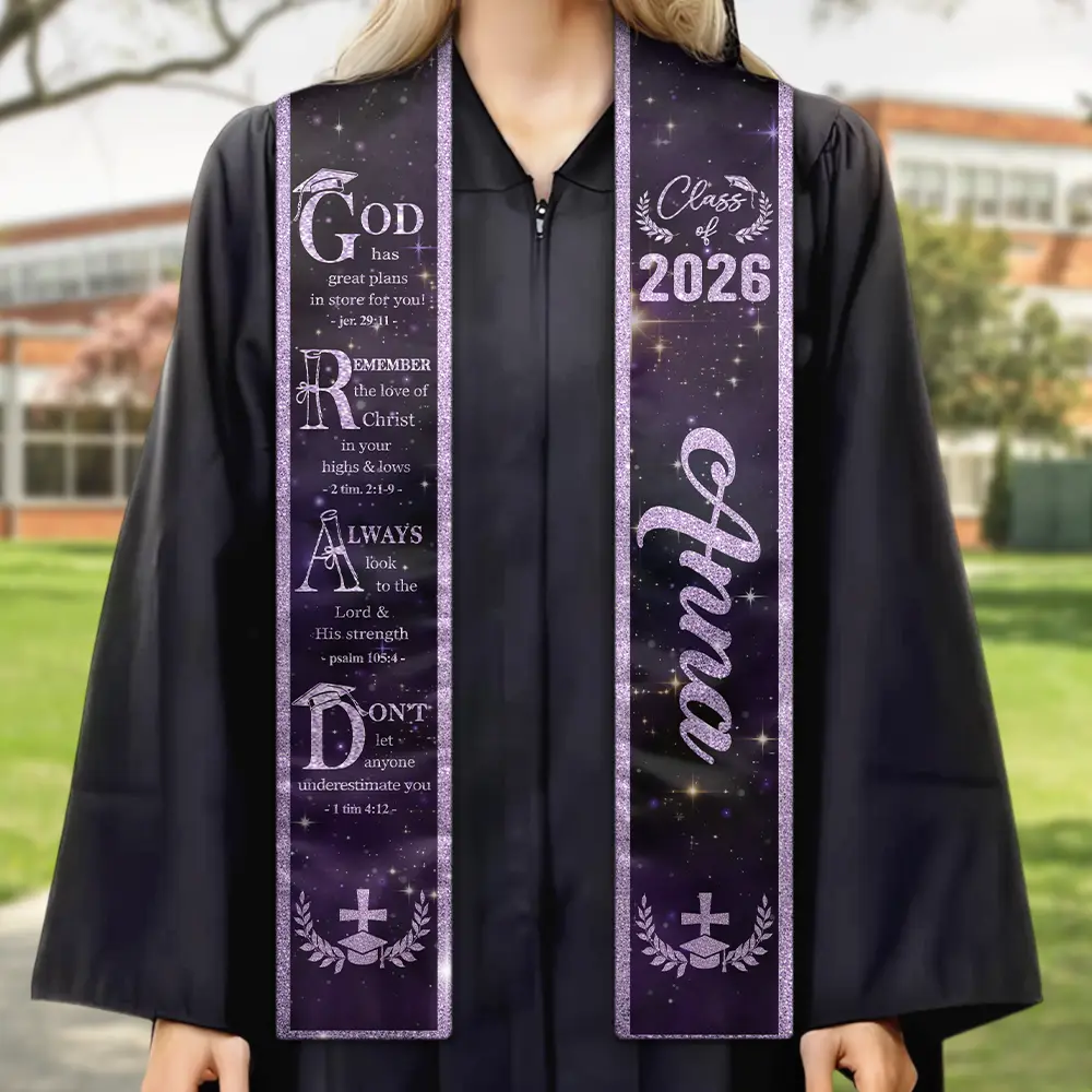 Grad With Words Of Faith And Strength - Personalized Stoles - Image 2