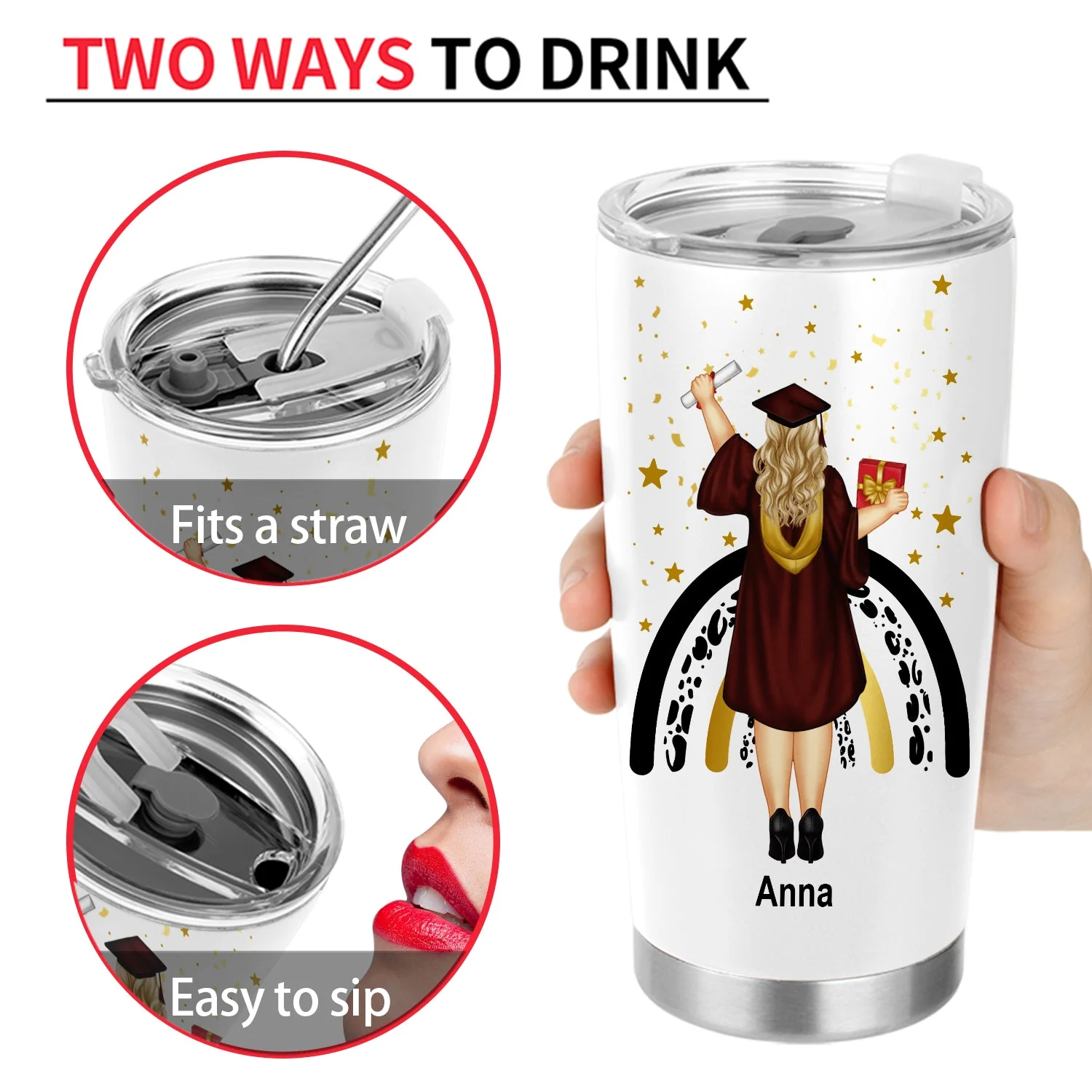Graduate Nutrition Facts - Graduation Gift - Personalized Tumbler - Image 4