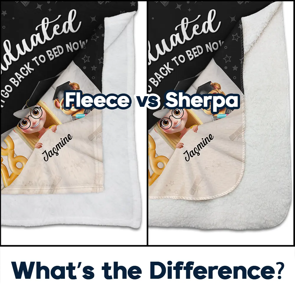Graduated Can I Go Back To Bed Now 3D Effect - Personalized Fleece Blanket, Sherpa Blanket - Image 4