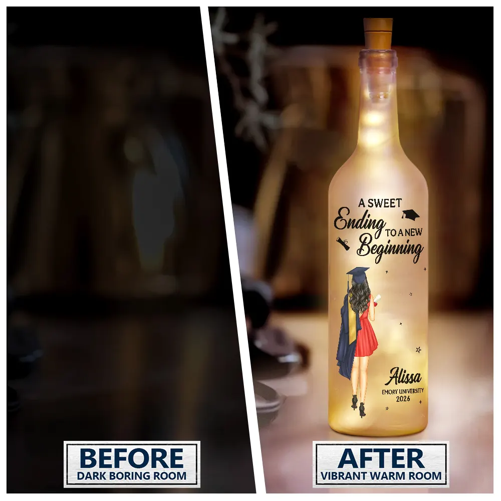 Graduation A Sweet Ending To A New Beginning - Personalized Bottle Light - Image 3
