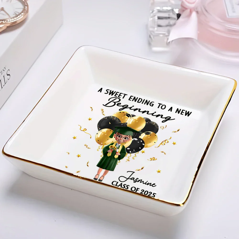 Graduation A Sweet Ending To A New Beginning - Personalized Ring Dish - Image 2