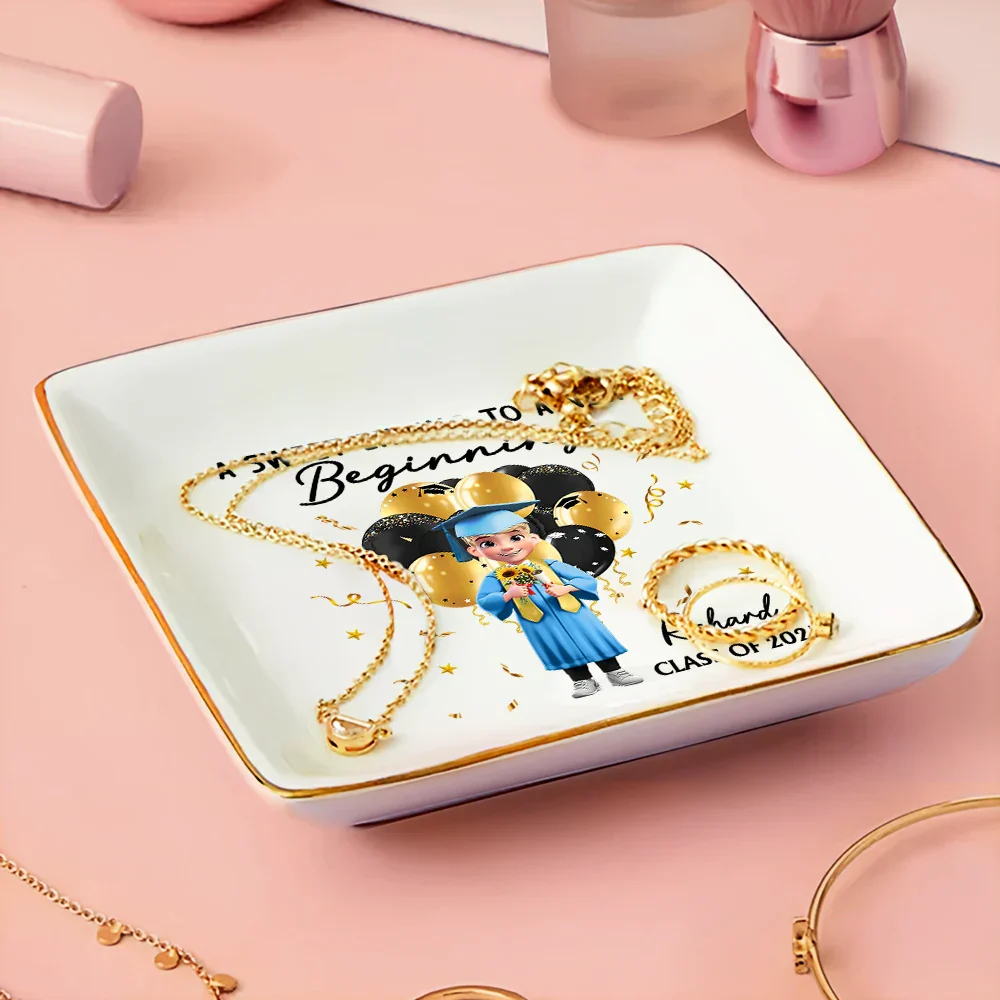Graduation A Sweet Ending To A New Beginning - Personalized Ring Dish - Image 3