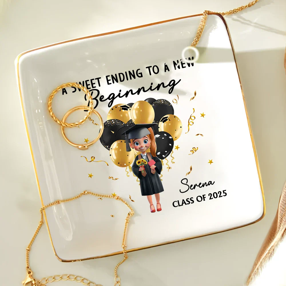 Graduation A Sweet Ending To A New Beginning - Personalized Ring Dish - Image 4